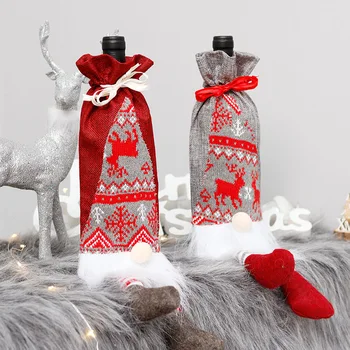 

2020 Christmas Wine Bottle Gift Bags Cute Cartoon 3D Santa Claus Dust Cover Bags Dining Table Christmas Decoration For Home