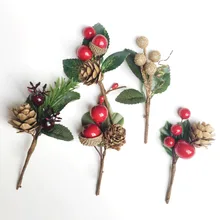5 шт. красная ягода и сосновый конус рождественские палочки с ветками Холли для праздничного украшения Отличное дополнение к рождественскому декоративному ремеслу
