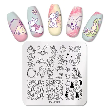 

PICT YOU Square Nail Stamping Plates Rabbit Nail Art Stamp Template Design Stainless Steel for DIY Nail Stencil Image Plate