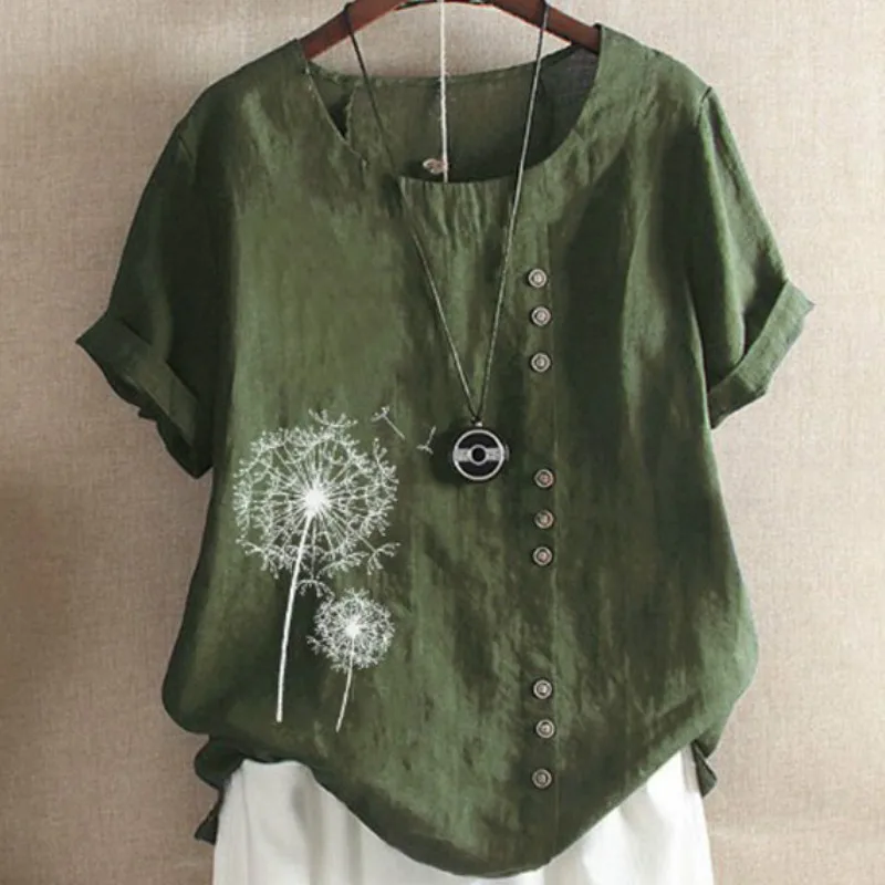 

Women Summer Japanese Style Linen Oversize Blouse Short Sleeve Ladies Loose Casual Blouse L-4XL Plus Size