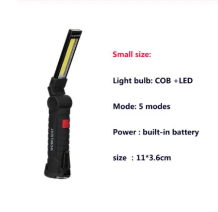 small size USB перезаряжаемый портативный светодиодный светильник-вспышка, магнитный фонарь, 5 режимов, рабочий светильник, COB инспекционная лампа для улицы, кемпинга, рабочего автомобиля - Испускаемый цвет: small size