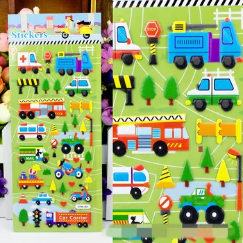 

NEW 6PCS Vehicle sticker Children's cartoon Toy sticker Painting toys Cars Trains Planes Engineering Crane Kindergarten Awards