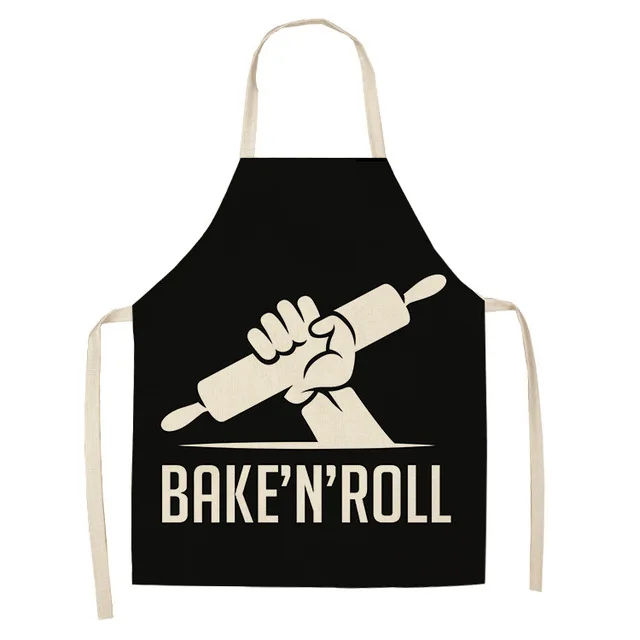 Black and White Pattern Aprons Kitchen Aprons Woman Decor Cotton Linen Sleeveless Apron Cooking Baking Waist Bib Tool WQCN31