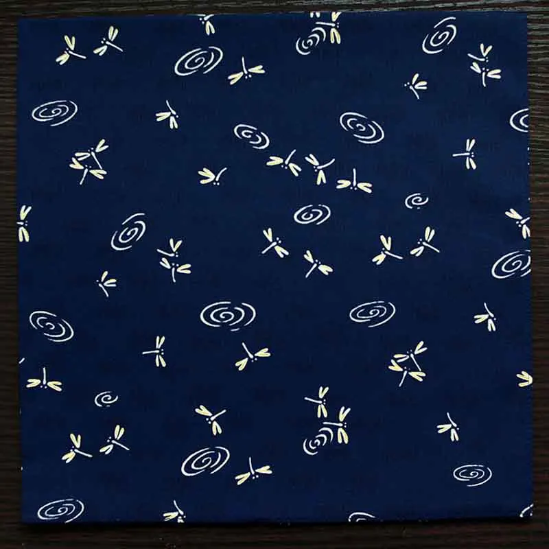Японский стиль, толстый хлопковый Платок для мужчин и женщин, многофункциональный большой квадратный карман, намочник, рисунок стрекозы, хорошее качество, косынки - Цвет: Dark blue