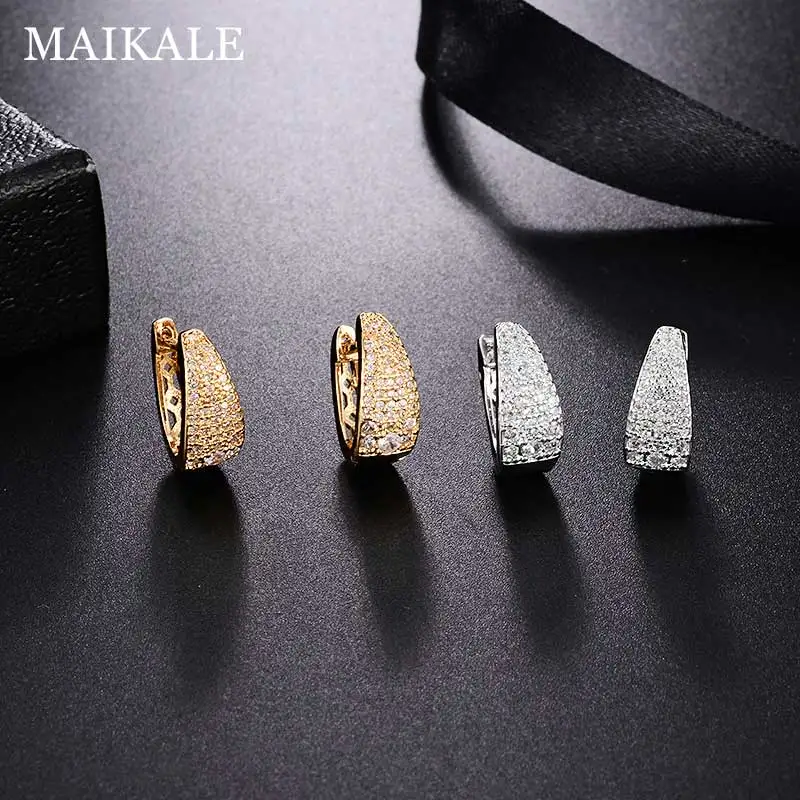 Женские круглые серьги гвоздики MAIKALE простые медные золотистого/серебристого