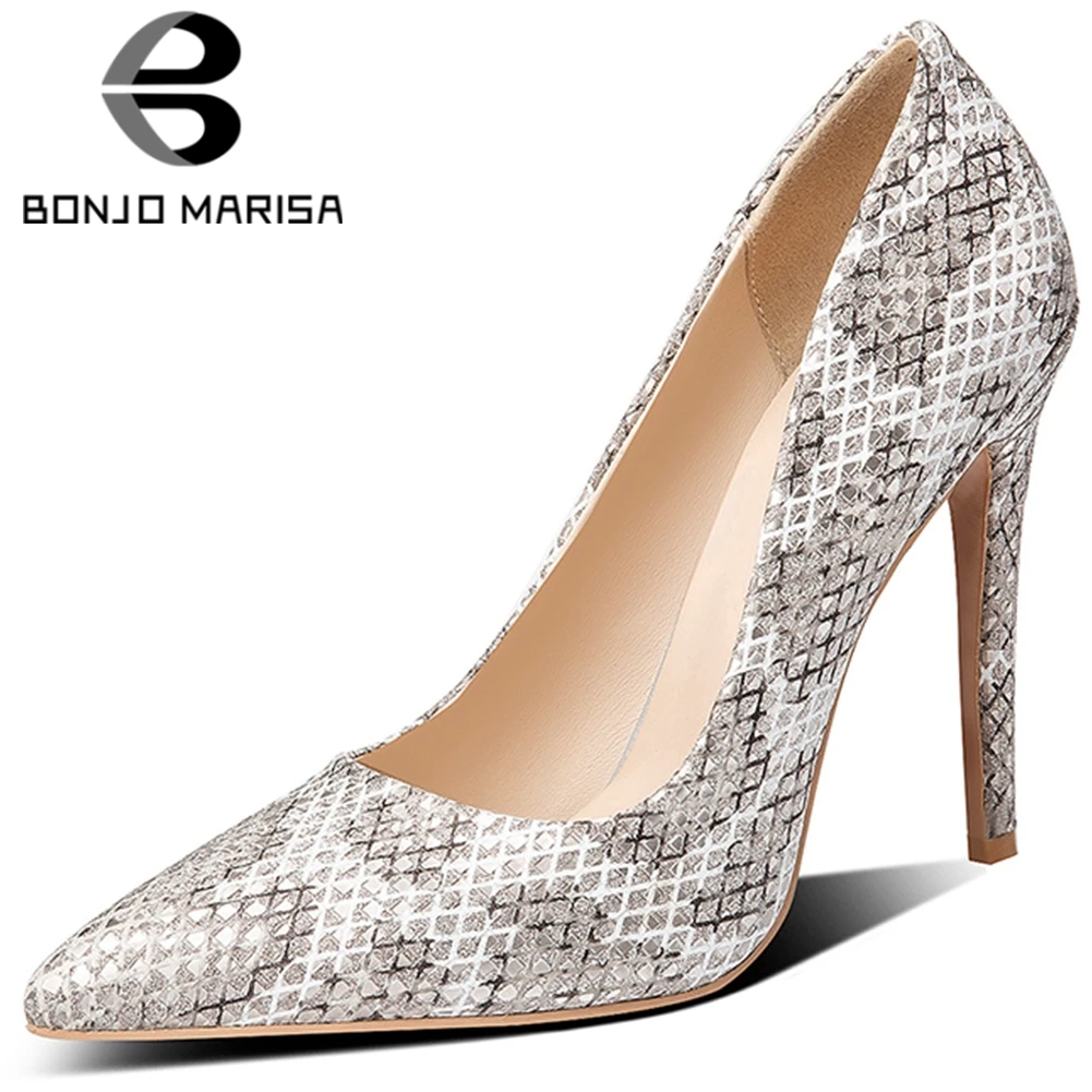 

BONJOMARISA New Ladies Spring Elegant Pointed Toe Pumps Sexy Shallow Pumps Women Cool mixed-color High Heels Shoes Woman