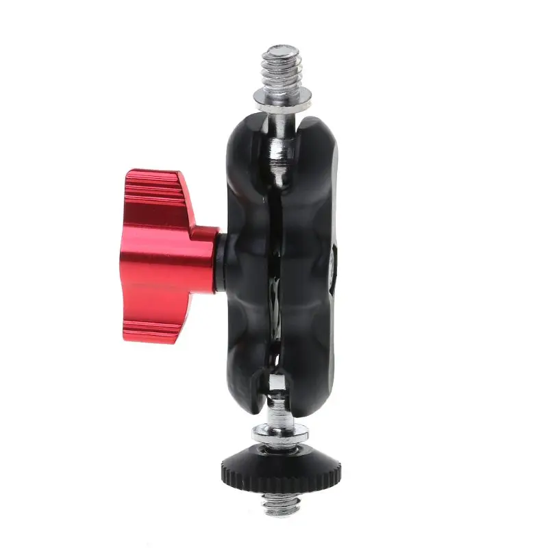 New Double Ball Head Shoe Mount Adapter Magic Arm 1/4" Screw Portable GPS Phone LCD Monitor DV Video Light DSLR Camera