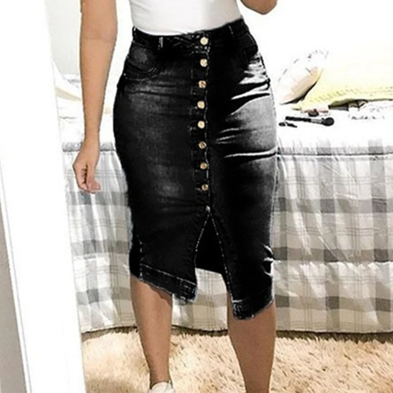 vintage denim midi skirt