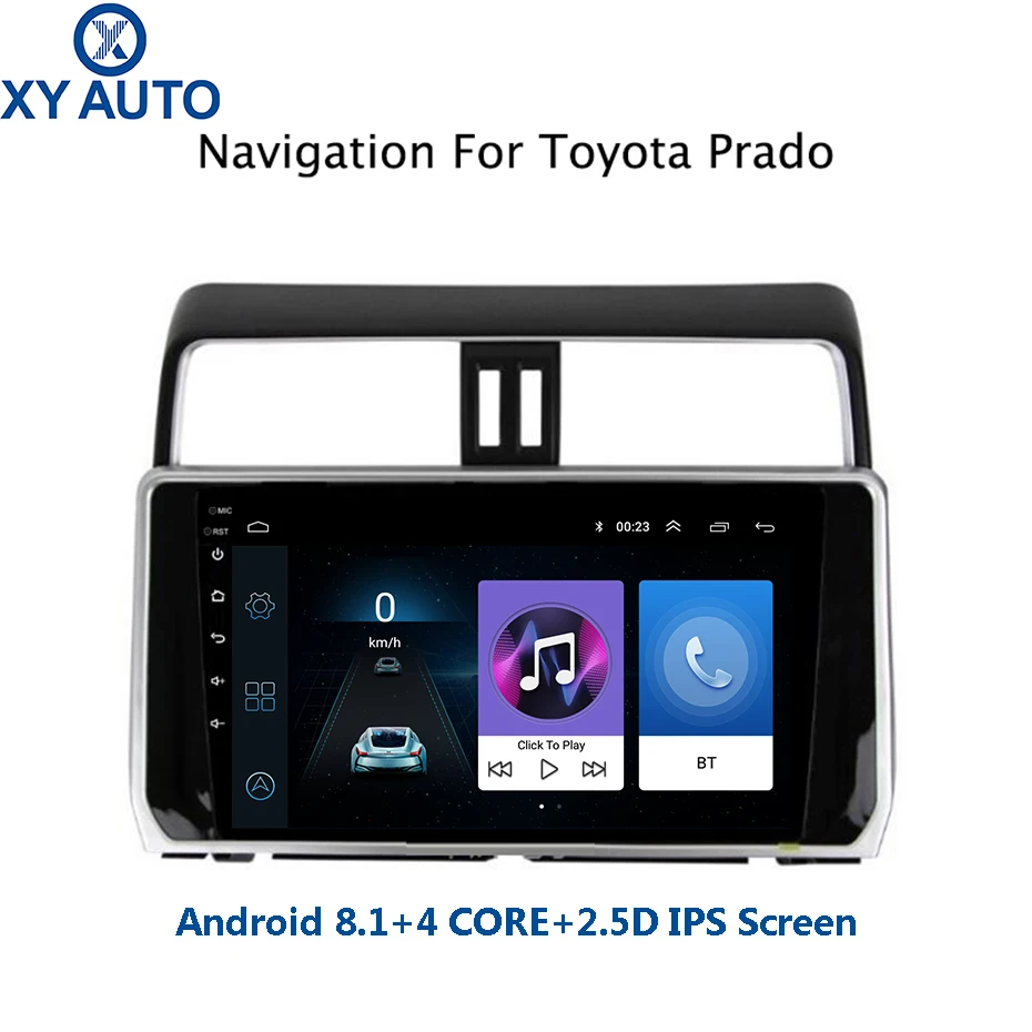 10 1 дюймовый 2.5D IPS закаленный HD мультисенсорный экран Android 8 NAVI для Toyota Prado 2018 с Bluetooth
