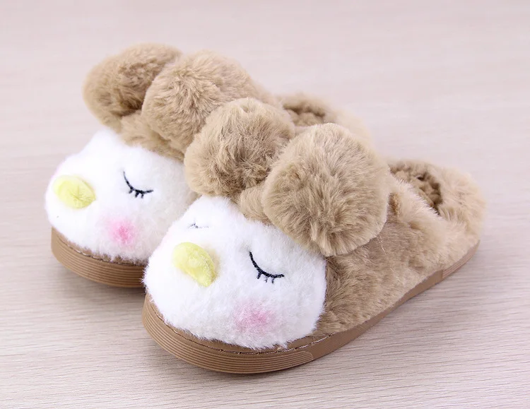 Распродажа; Kawaii; Детская плюшевая обувь для мальчиков и девочек с рисунком милых животных; зимние теплые модные тапочки для младенцев