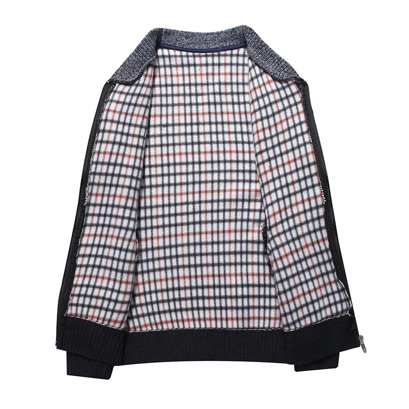 Sweater men autumn and winter men's new splicing collar collar color cardigan sweater men's plus velvet sweater coat Sweater men autumn and winter men's new splicing collar collar color cardigan sweater men's plus velvet sweater coat