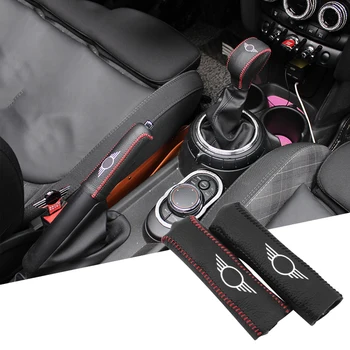 

Auto Real Leather Gear Shift Knob Cover Case Handbrake Decoration For Mini Cooper F54 F55 F56 F60 Countryman Car Accessories