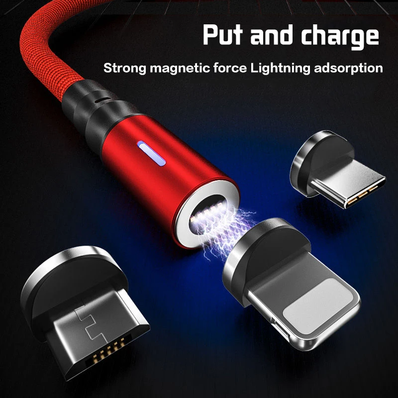 MIF кабель передачи данных для быстрой зарядки Магнитный стример светильник зарядное устройство кабель Micro usb type C 1 м 1,2 м 2 м для Iphone 7 8 X XS XR XSM Xiaomi