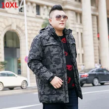 Новинка зимы, мужская куртка размера плюс, специальная, можно подгонять, большой размер, камуфляж, белый утиный пух, повседневная куртка, 10XL 9XL