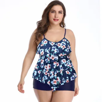 

2020 Swimming Suit for Women Plus Size Tankini Floral Ruffle Bikini Feminino 2 Piece Woman Swimsuit with Shorts Swim Dress