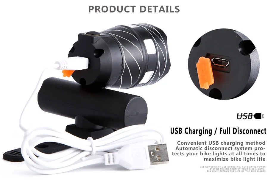 Basecamp 15000LM Free Zoom Waterproof T6 LED Bicycle Light Bike Front Lamp Torch Headlight with USB Rechargeable Cycling light