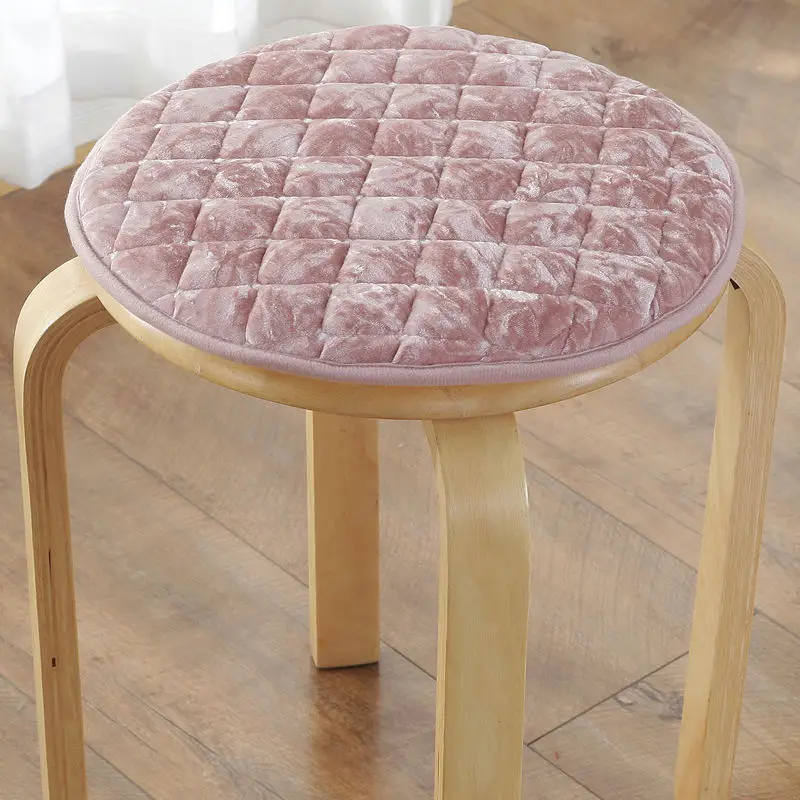 Gold velvet pink Противоскользящая Подушка для стула для студентов, подушка для офисного стула, подушка для обеденного сиденья, круглая Бархатная подушка на стул, 6 размеров, мягкая подушка для сидения на полу - Цвет: Gold velvet pink