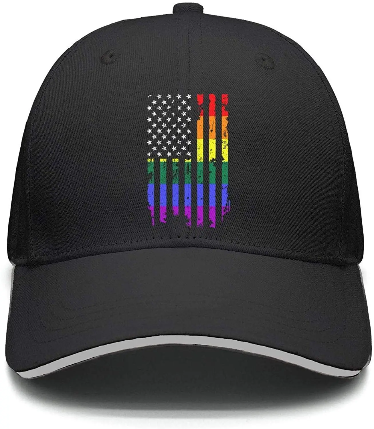 Distressed Rainbow Flag Gay Pride Женская Ретро Регулируемая сетчатая хлопковая бейсболка с плоскими полями шапки