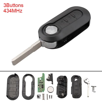 

434MHz 3 Buttons Uncut Flip Remote Car Key Fob PCF7946 Chip Fit for Fiat 500 Grande Punto 2010-2017 Doblo Touran Florino