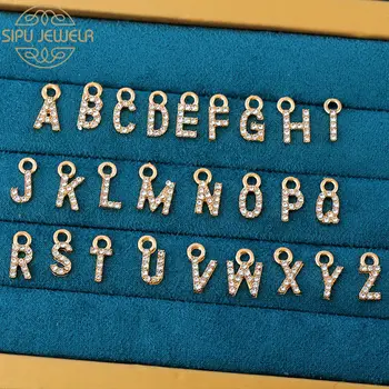 

10Pcs Golden letter Charms Rhinestone 26 Alphabet Small Pendant With Hole DIY Jewelry Fashion Girl Earring Accessories Wholesale