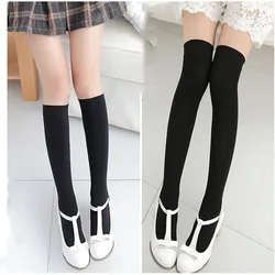 Spring and Summer Ladies Solid Color Calf Socks Long Tube Over Knee Socks Japanese Mid Tube Socks Velvet White Black