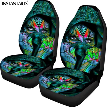 

INSTANTARTS African Traditional Tribal Printed Car Truck Seat Cushion Cover Custom Your Logo/Name/Image 2Pcs Set Car Accessories