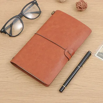 

A6 Vintage Hand book travel diary strapnote notepad portable small book custom creative soft leather notebook