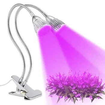 

360 Degree Djustable 10W LED Double Head Clip Plant Growth Light Flower Planting Light Stand Clip Seeding Hydroponic Greenhouse