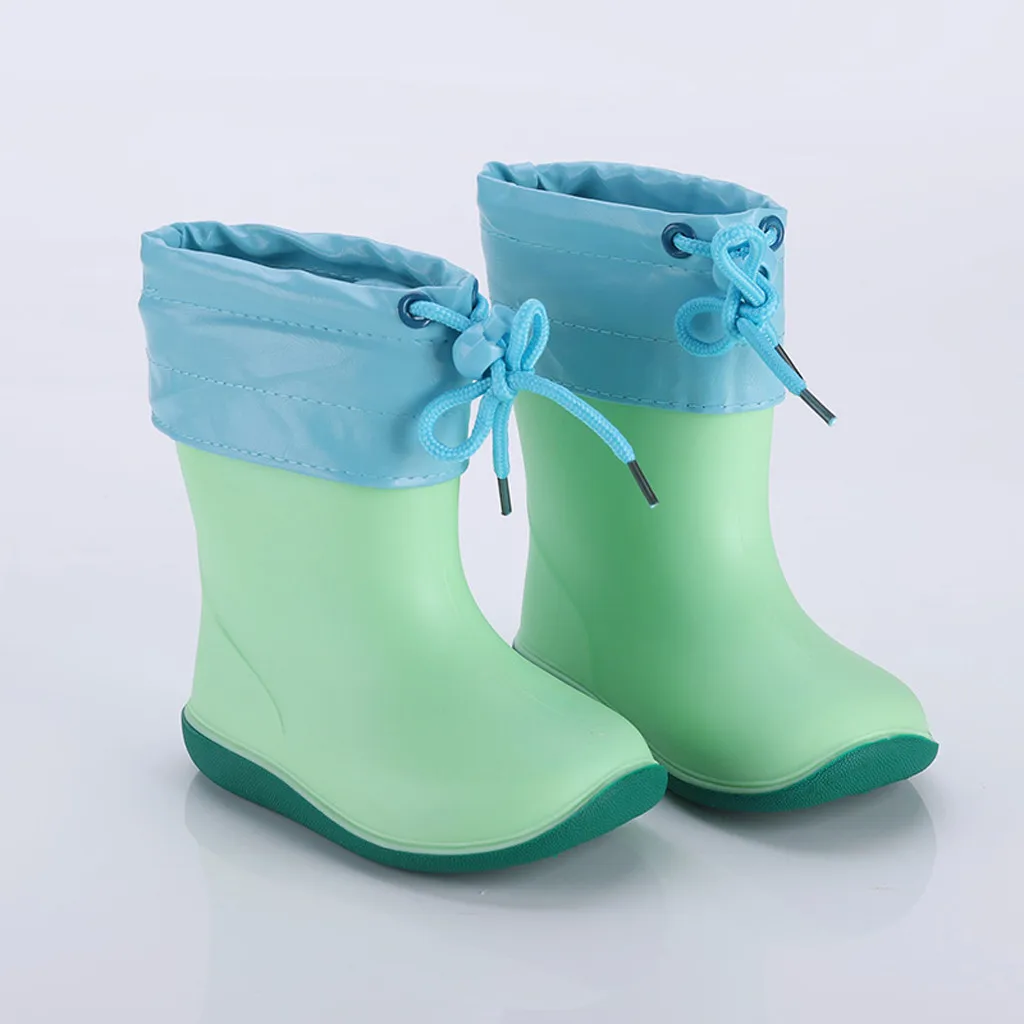 Детская обувь для малышей младенцев; непромокаемые сапоги из ПВХ для маленьких мальчиков и девочек; Водонепроницаемая Нескользящая повседневная обувь высокого качества; - Цвет: Зеленый
