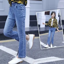 Джинсы для девочек; Новинка года; стильные весенне-осенние модные детские капри; брюки Weila; брюки-трубы в западном стиле для больших мальчиков