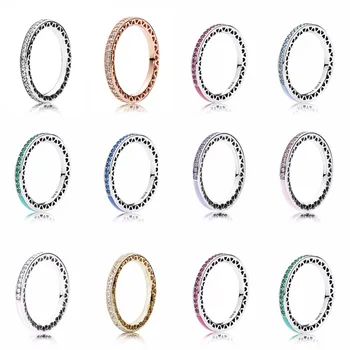 

NEW 925 Sterling Silver & 14 Gold Color Pan Rings For Women Jewelry Rose Gold Drops of oil Fashion diy Wedding Ring