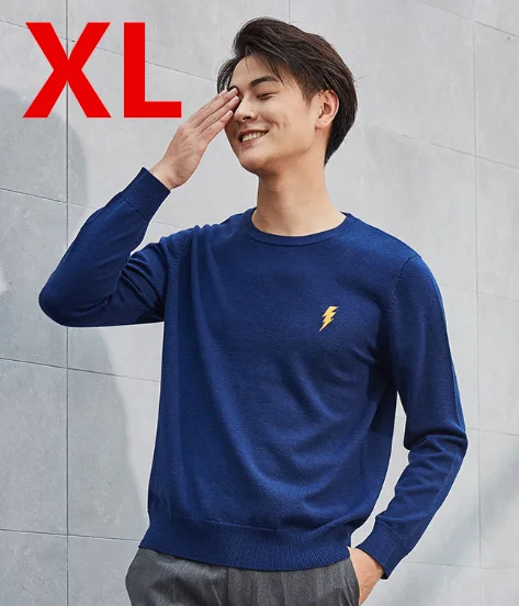 Navy blue XL XiaoMi PROEASE трикотажная рубашка с круглым вырезом мужские мягкие удобные теплые три-Ди мужские Необычные Модные свитера с вышивкой - Цвет: Navy blue XL