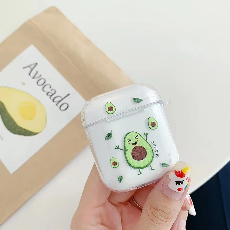 Чехол для наушников с милым рисунком авокадо Airpods простой прозрачный чехол из ТПУ