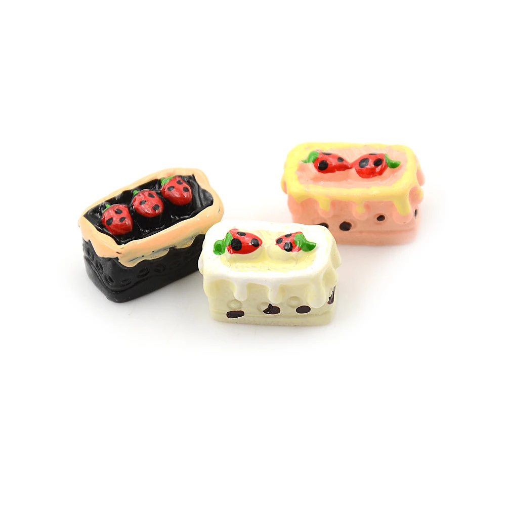 8 шт 3D Смолы миниатюрный Еда ручные поделки ассорти шоколад со вкусовыми добавками клубника вишневого пирога миниатюрный торт кукольный домик Кухня игрушки