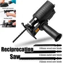 Broca elétrica modificada para serras elétricas reciprocating serra adaptador doméstico viu broca elétrica para jig viu ferramenta de madeira portátil