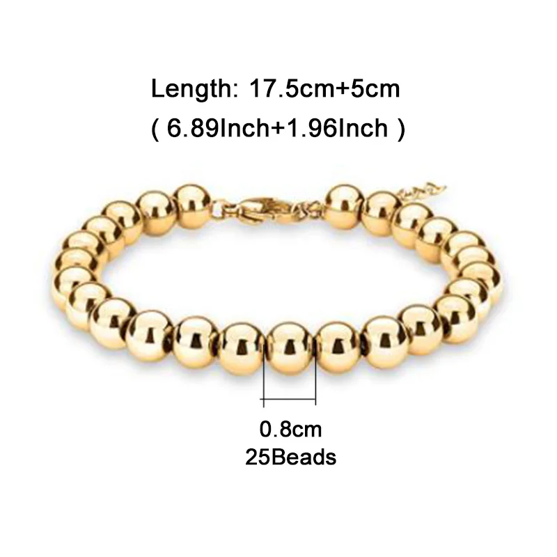 Stainless Steel ball Beads Cuff Bracelet Gold Silver Color Beaded Bracelets
