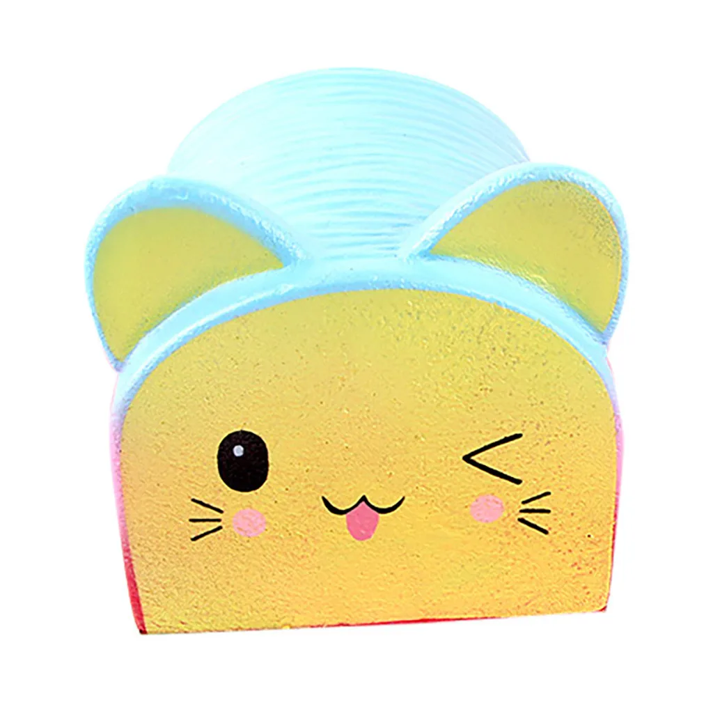 Игрушки для снятия стресса Kawaii Squeeze ToysW807, игрушки для сжимания радуги, голова кота, хлеб, медленный отскок