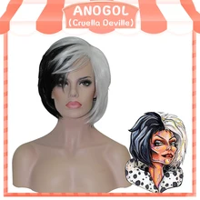 Anogol, новинка, парик для косплея, короткий, белый, черный, слоистый, синтетический, для женщин, вечерние, на Хэллоуин+ парик, шапка