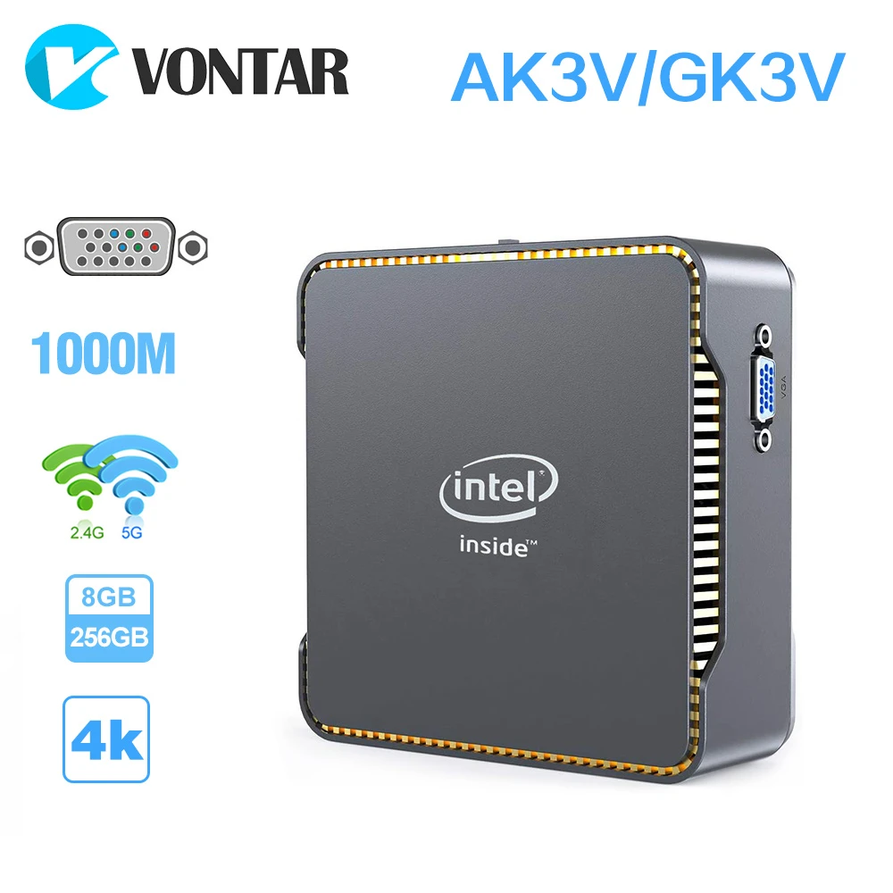 VONTAR Mini PC GK3V Intel Celeron J4125 Quad Core DDR4 8GB 128GB 256GB Windows 10, ordenador sobremesa con puerto VGA HD 1000M LAN BT4.2|Miniordenador| - AliExpress