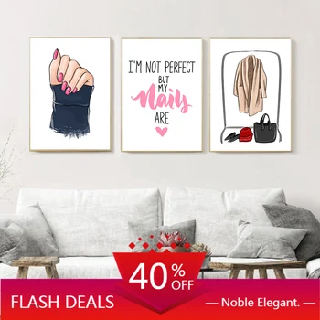 Billig Leinwand Malerei Mode Wand Kunst Schönheit Salon Kunstdruck Zitate Poster Nägel Kunst Bilder Make-Up Wand Schlafzimmer Dekoration