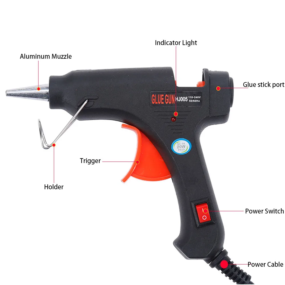 Hot Melt Glue Gun With 7mm*100mm Glue Stick 20W Mini Guns Thermo Electric Heat Temperature tool DIY Tools for Home images - 6