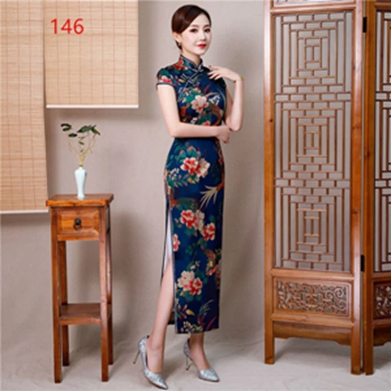 Китайское свадебное платье женское Cheongsam тонкое китайское традиционное платье женское длинное Qipao для свадебной вечеринки платье размера плюс