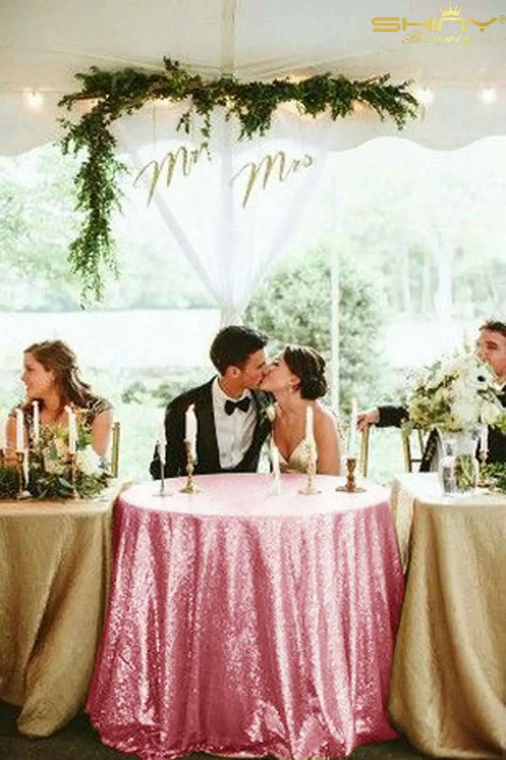  Shiny Pink Table Cover Sequin Fuchsia Pink Table Cloth 48