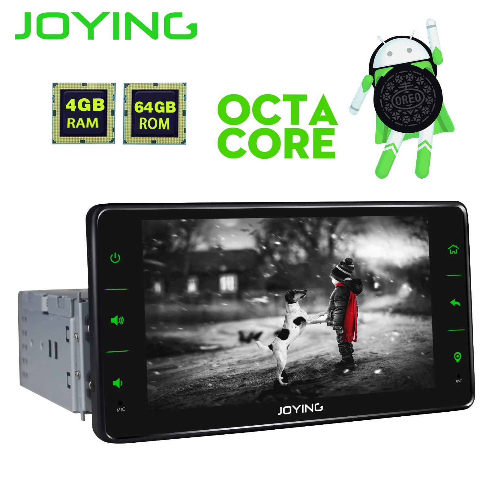Flash Deal JOYING GPS stereo Android 8.1 Car Radio 4GB+64GB BT DSP Octa Core 1DIN 6.2" Auto Head Unit carplay SWC Support 4G with free OBD 5