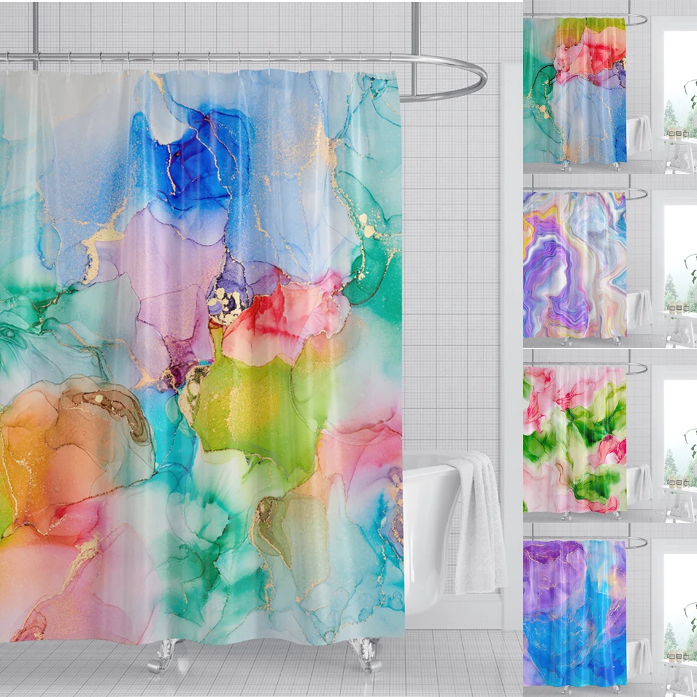 Colorful Marble Shower Curtain Psychedelic Decor Waterproof Bathroom Hang AccessoriesDecoration | Дом и сад