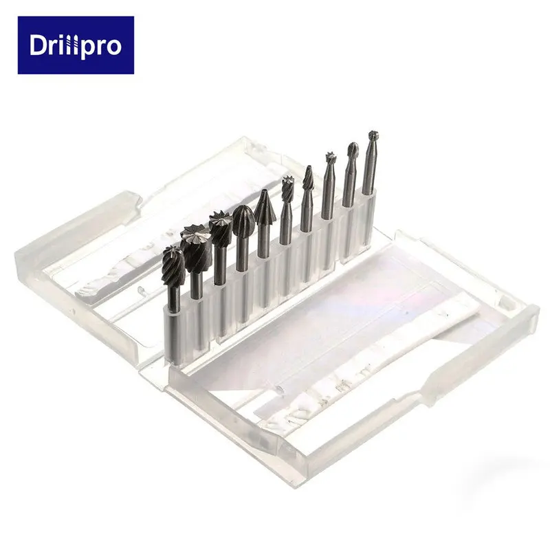 Drillpro, 10 шт., 3,175 мм, HSS Фрезерные фрезы для Dremel и роторной гравировки, аксессуары для станков