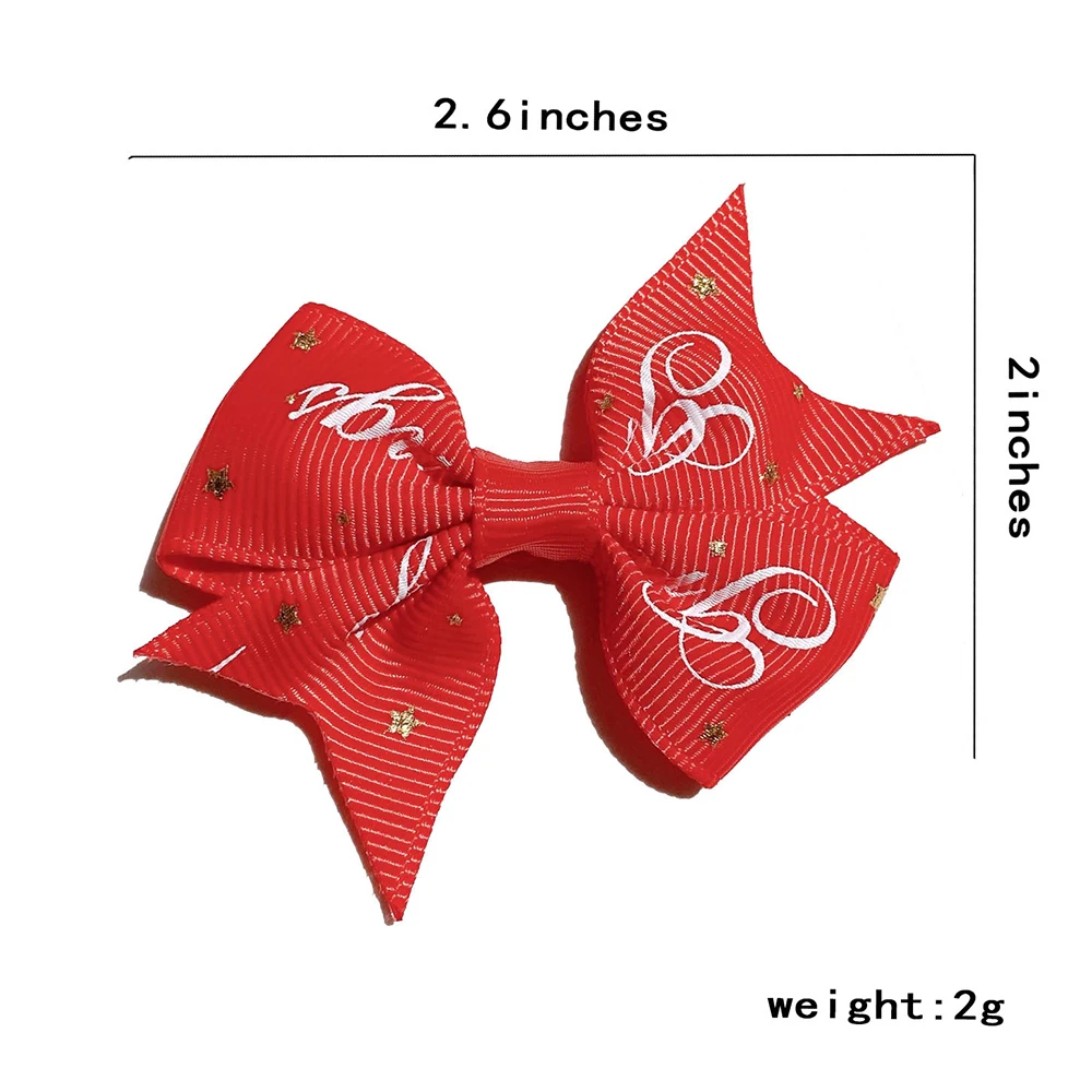 2.6 Inch Christmas Hair Bow With Clip Printed Hair Clip For Kids Girls Boutique Party Bows Grips Barrettes Hair Accessories