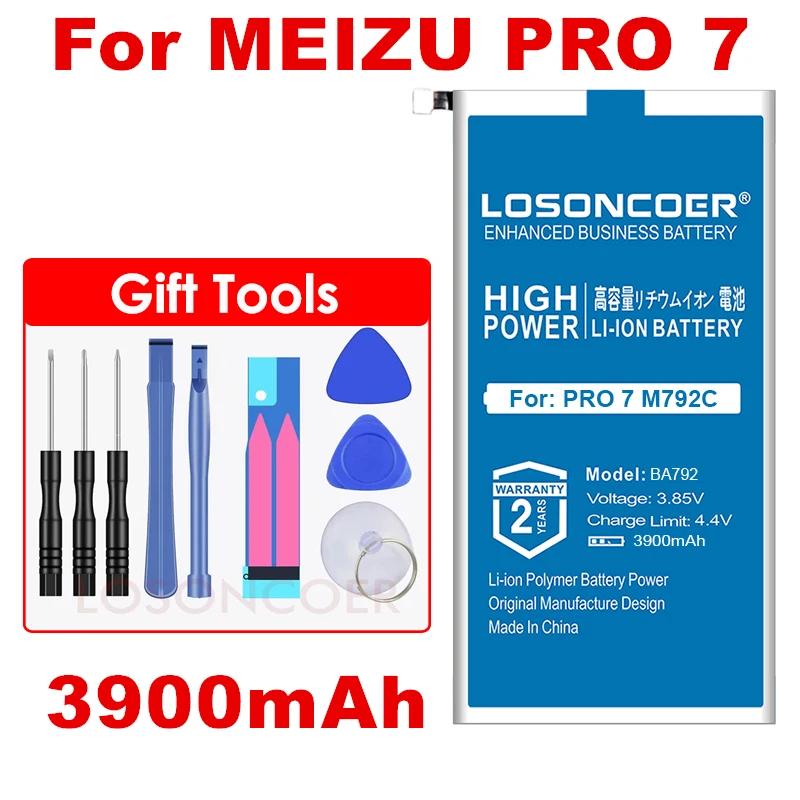 LOSONCOER 3900 мА/ч, BA792 Батарея для Meizu Pro 7 M792C M792C-L M792M-L M792Q M792Q-L Батарея+ Бесплатные инструменты
