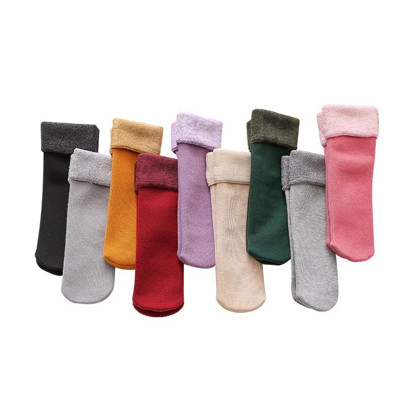 10 пар/компл. зимние носки женские ботинки зимние носки однотонные полосы модные носки для мальчиков теплые носки-тапочки для девочек снежный день