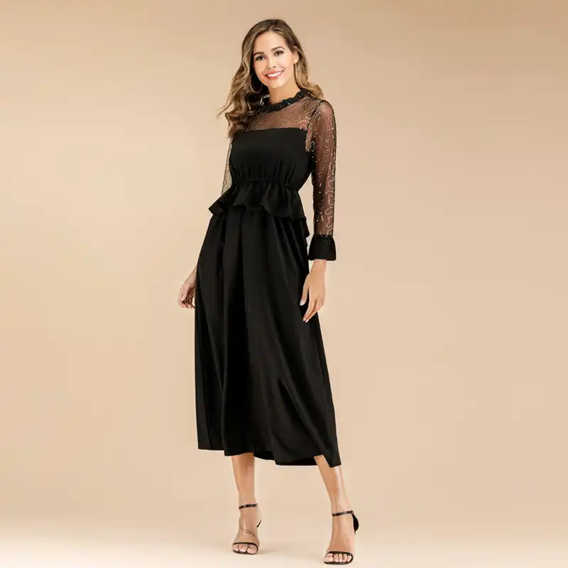 black long sleeve flowy dress